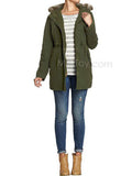 Old Navy Drawstring FAUX FUR Jacket Cinch-Waist CANVAS PARKA COAT XS S M L XL XX