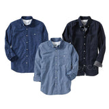 NWT Men Slim-Fit Long Sleeve Shirts Navy Stripes/Light Blue/Denim Style Top S-XL