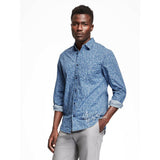 NWT Old Navy Men's Stylist Slim-Fit Twill Blue Traveler Comfortable Shirt L/XL