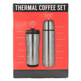 NEW Thermo Perfect 2 Pc Stainless Steel Thermal Coffee Set Vacuum Bottle+Tumbler