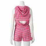 NWT Women's Juicy Couture Hooded Henley Hooded Terry Romper Flirty Back 3 color