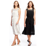 NWT Old Navy Cute Stylist Beautiful Crochet-Yoke Soft Linen-Blend Midi Women S-L