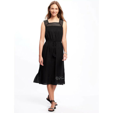 NWT Old Navy Cute Stylist Beautiful Crochet-Yoke Soft Linen-Blend Midi JNL Trading NWT Old Navy Cute Stylist Beautiful Crochet-Yoke Soft Linen-Blend Midi JNL Trading