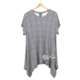 NWT Chelsea & Theodore short sleeve Sharkbite Style Top Stretchy Tunic Shirt $58