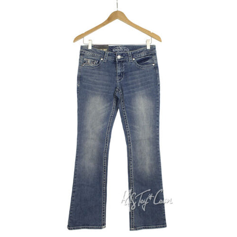 NWT Paisley Sky Stylist Trendy Boot cut Big Stitch Bling Jeans Denim Wash Size 4