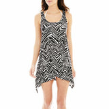 NWT Porto Cruz Sharkbite Tank Dress Beach/Pool Swimwear Cover-Up White/Black S