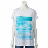 NWT Daisy Fuentes Slubbed Graphic Tee Women's Scoop neck Short Sleeves T-Shirt