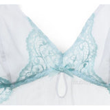 NWT Gilligan & O‘Malley Women‘s Babydoll & Thong White Blue Lace SEXY lingerie
