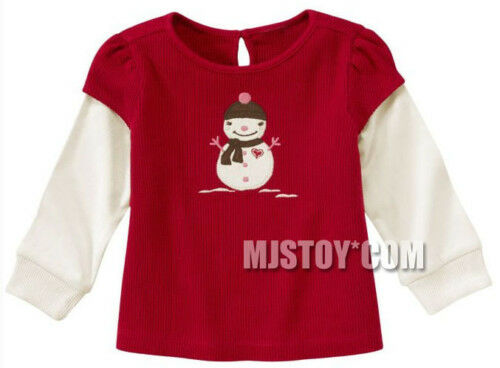 NWT GYMBOREE Snowman Double Sleeve Thermal T-Shirt 3-6M