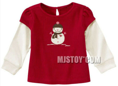 NWT GYMBOREE Snowman Double Sleeve Thermal T-Shirt 3-6M Alpine Sweetie