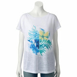 NWT Daisy Fuentes Slubbed Graphic Tee Women's Scoop neck Short Sleeves T-Shirt
