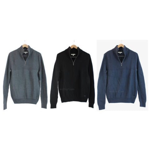 CK Calvin Klein Jeans Stylist Men Waffle-Knit 1/4 zip Pullover Sweater
