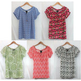 NWT Grace Elements Peasant Ruffle Edge Top Short Sleeve Shirt 100% Soft Cotton