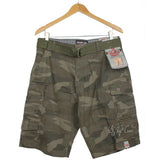 NWT Iron Co. Men's Stretch Fabric Belted Cargo Shorts Camo/Birch/Husk MSRP $48