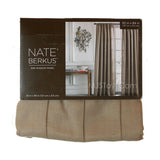 NEW NATE BERKUS One Window Treatment Panel Lockstitch Curtain 50x84 White/Tan