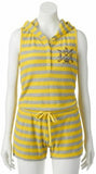 NWT Women's Juicy Couture Hooded Henley Hooded Terry Romper Flirty Back 3 color