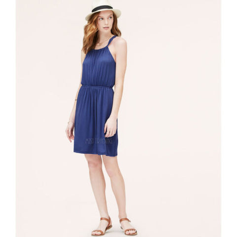 NWT Ann Taylor LOFT Shirred Halter Sweet Summer Beach Dress S-L Pink/B JNL Trading NWT Ann Taylor LOFT Shirred Halter Sweet Summer Beach Dress S-L Pink/B JNL Trading
