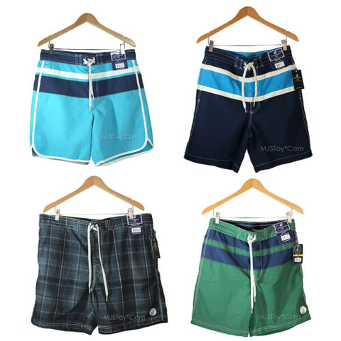 CARIBBEAN JOE men swim trunk swimsuit board shorts Stripe/Plaid Beach Style