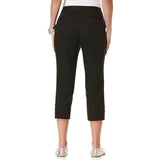 NWT Women Solid Double Weave Curvy Fit Dressy Cropped/Capri pants w/Hardware $58