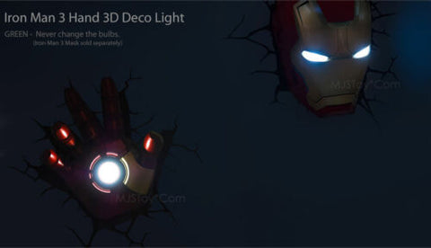 iron man 3d deco light helmet and hand on wall Ironman Mask 3D Light FX Marvel Iron