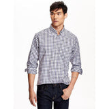 NWT Old Navy Men's Classic Regular Fit Long Sleeve 100% Cotton Plaid Shirt