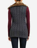 NWT The Limited Faux Fur Collar Grey Sweater Fashionable Lighweight Vest Size M