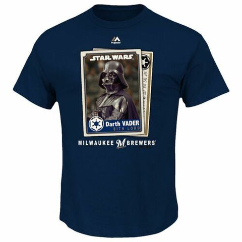 Majestic Milwaukee Brewers Star Wars Darth Vader Baseball League T-Shirt Tee