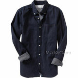 NWT Men Slim-Fit Long Sleeve Shirts Navy Stripes/Light Blue/Denim Style Top S-XL