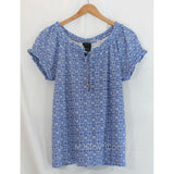 NWT Grace Elements Peasant Ruffle Edge Top Short Sleeve Shirt 100% Soft Cotton