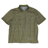 NWT HAGGAR Clothing Men's Windowpane Short Sleeve Polo Shirt Khaki/Blue 2XL $46