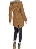 Old Navy Drawstring FAUX FUR Jacket Cinch-Waist CANVAS PARKA COAT XS S M L XL XX