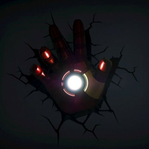iron man 3d deco light helmet and hand on wall Marvel Avangers Iron Man 3 Hand 3D Deco Wall Art Night Light LED Nite – JNL Trading