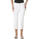 NWT Women Solid Double Weave Curvy Fit Dressy Cropped/Capri pants w/Hardware $58
