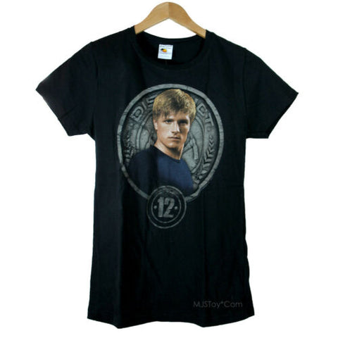 The Hunger Games District 12 Peeta In Stone Seal Black Girl Junior T-Shirt