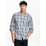 NWT Old Navy Men's Classic Regular Fit Long Sleeve 100% Cotton Plaid Shirt