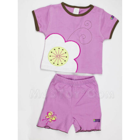 NWT Sozo Girl Summer Outfit 100% Soft Cotton Purple Shirt & Short Set 6-12 Mos.