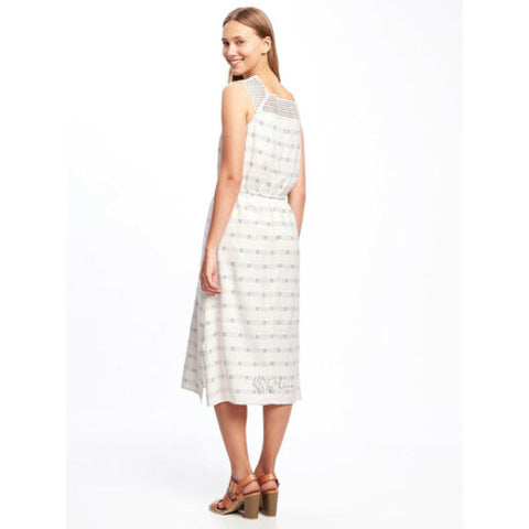 NWT Old Navy Cute Stylist Beautiful Crochet-Yoke Soft Linen-Blend Midi JNL Trading NWT Old Navy Cute Stylist Beautiful Crochet-Yoke Soft Linen-Blend Midi JNL Trading