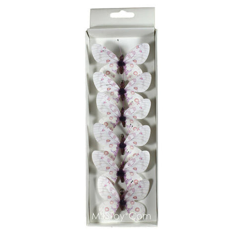 NIB 6 Beautiful Elegant Paper Butterfly Pins Unique Hair/Home/Plant Decoration