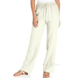 NWT COMPANY Ellen Tracy Relax Drawstring 100% Linen Straight-Leg Pants $69.99