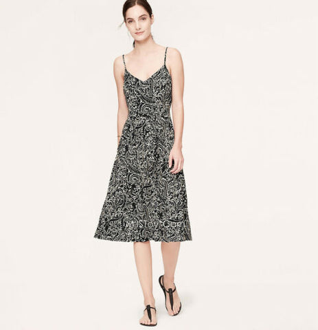 Ann Taylor LOFT VINE PRINT MID-LENGTH CAMI Stylish Casual Sun Dress XS JNL Trading Ann Taylor LOFT VINE PRINT MID-LENGTH CAMI Stylish Casual Sun Dress XS JNL Trading