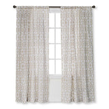 NEW Threshold One Window Panel Cream/White Flocked Scroll 54"x84" Window Curtain