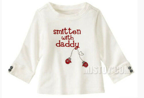 NWT GYMBOREE Cute White Smitten With Daddy Long Sleeve Winter Tee T-Shirt