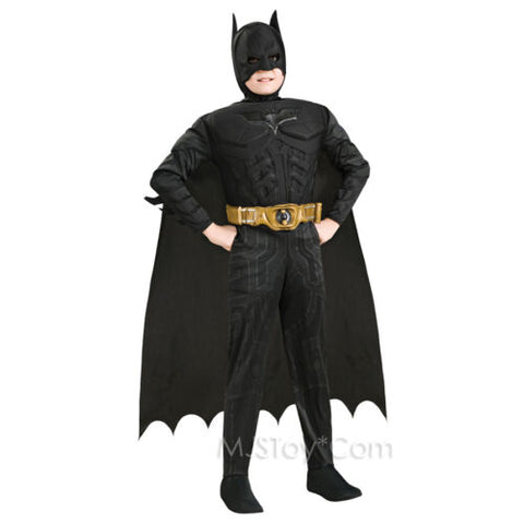 NEW Batman Dark Knight Muscle Chest Boy Costume Jumpsuit Size L(12-14) w/ Mask