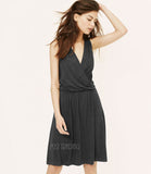 NWT Ann Taylor LOFT Charcoal Gray Draped Crossover Stylist Beautiful Dress XS/S