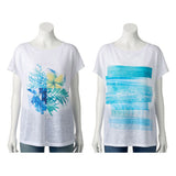 NWT Daisy Fuentes Slubbed Graphic Tee Women's Scoop neck Short Sleeves T-Shirt