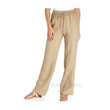 NWT COMPANY Ellen Tracy Relax Drawstring 100% Linen Straight-Leg Pants $69.99