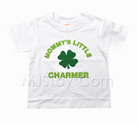 NWT Gymboree Embossed Mommy's Little Charmer White T-Shirt Appliqué Shamrock Tee
