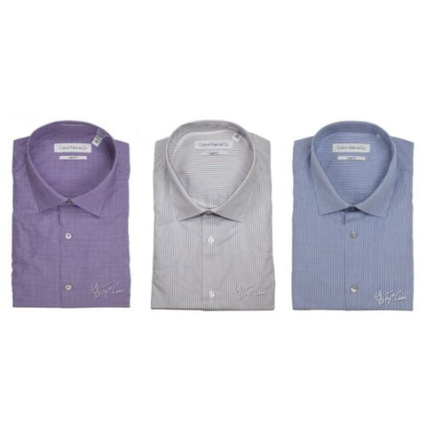 NWT Calvin Klein CK Men Shirt 100% Cotton Regular Fit Long Sleeve Pointed Collar