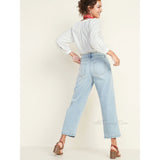 Old Navy Women's High-Rise Wide-Leg Comfy Jeans Light Wash Denim Pants