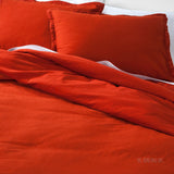 Threshold Trade Solid RED Linen Cotton Blend 3 Pc Duvet Cover Set KING